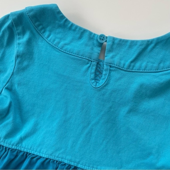 Hanna Andersson Variations of Blue Teal Aqua Tiered Long sleeve Dress Size 4 - Picture 4 of 6